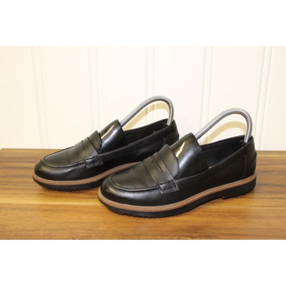 Clarks Raisie Eletta Black Leather Penny Loafer Casual Shoe- Women's Size 6 M